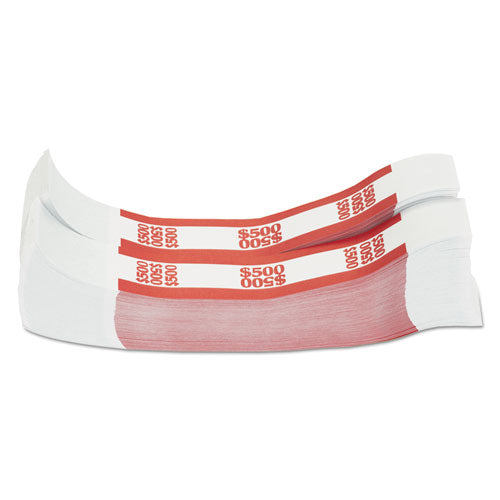 Currency Straps, Red, $500 in $5 Bills, 1000 Bands/Pack-(CTX400500)