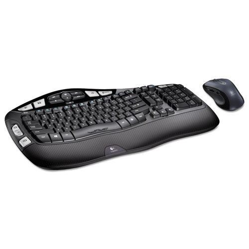 MK550 Wireless Wave Keyboard + Mouse Combo, 2.4 GHz Frequency/30 ft Wireless Range, Black-(LOG920002555)