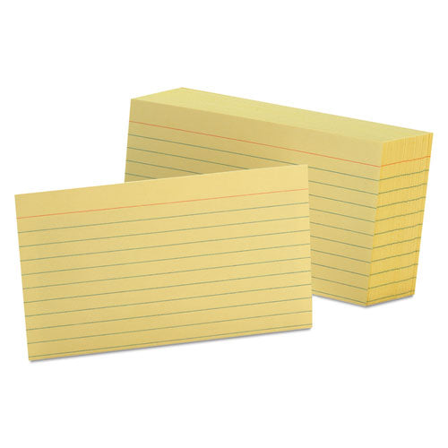 Ruled Index Cards, 3 x 5, Canary, 100/Pack-(OXF7321CAN)