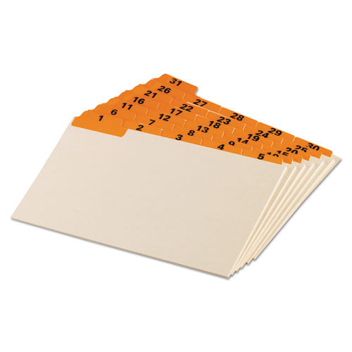 Manila Index Card Guides with Laminated Tabs, 1/5-Cut Top Tab, 1 to 31, 5 x 8, Manila, 31/Set-(OXF05832)