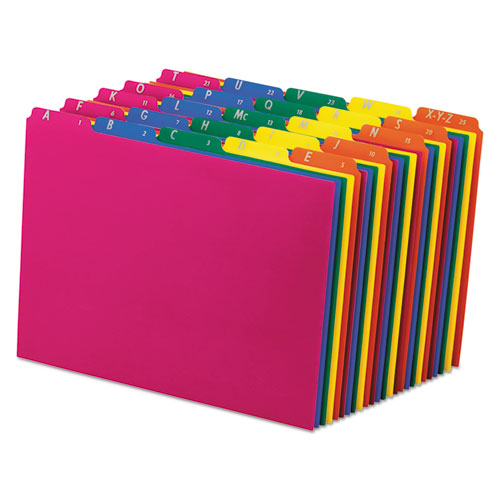 Poly Top Tab File Guides, 1/5-Cut Top Tab, A to Z, 8.5 x 11, Assorted Colors, 25/Set-(PFX40142)