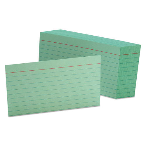 Ruled Index Cards, 3 x 5, Green, 100/Pack-(OXF7321GRE)