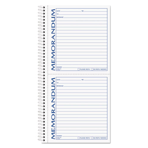 Memorandum Book, Two-Part Carbonless, 5.5 x 5, 2 Forms/Sheet, 100 Forms Total-(TOP4150)