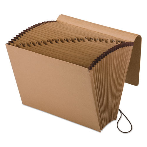 Kraft Indexed Expanding File, 21 Sections, Elastic Cord Closure, 1/21-Cut Tabs, Letter Size, Brown-(PFXK17AOX)