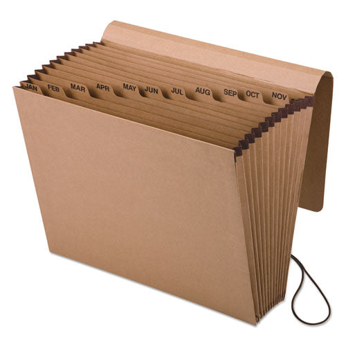 Kraft Indexed Expanding File, 12 Sections, Elastic Cord Closure, 1/12-Cut Tabs, Letter Size, Brown-(PFXK17MOX)