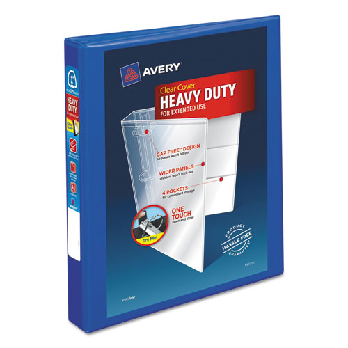 Heavy-Duty View Binder with DuraHinge and One Touch EZD Rings, 3 Rings, 1" Capacity, 11 x 8.5, Pacific Blue-(AVE79772)