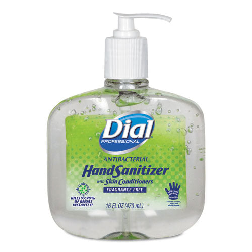 Antibacterial with Moisturizers Gel Hand Sanitizer, 16 oz Pump Bottle, Fragrance-Free, 8/Carton-(DIA00213)