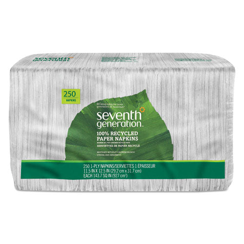 100% Recycled Napkins, 1-Ply, 11 1/2 x 12 1/2, White, 250/Pack-(SEV13713PK)