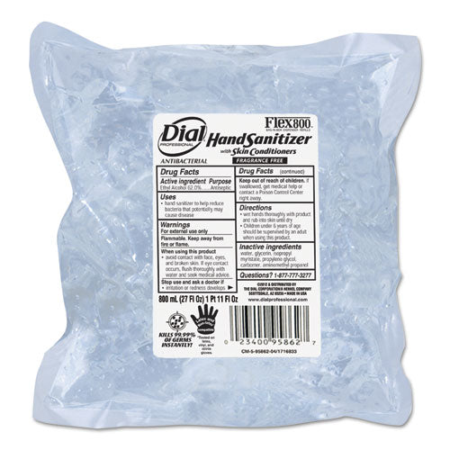 Antibacterial Gel Hand Sanitizer for Dial 800 mL Dispenser, 800 mL Refill, Fragrance-Free, 12/Carton-(DIA95862)