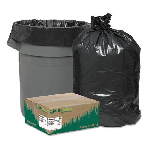 Linear Low Density Recycled Can Liners, 45 gal, 1.25 mil, 40" x 46", Black, 10 Bags/Roll, 10 Rolls/Carton-(WBIRNW4850)