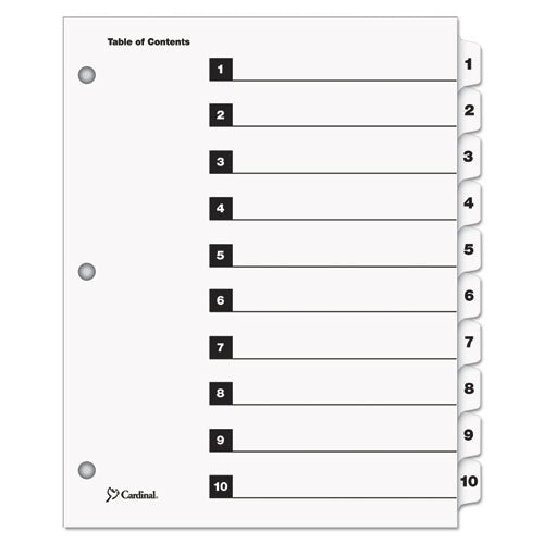 OneStep Printable Table of Contents and Dividers, 10-Tab, 1 to 10, 11 x 8.5, White, White Tabs, 1 Set-(CRD61013)