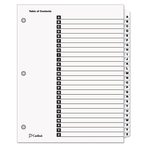 OneStep Printable Table of Contents and Dividers, 26-Tab, A to Z, 11 x 8.5, White, White Tabs, 1 Set-(CRD60213)