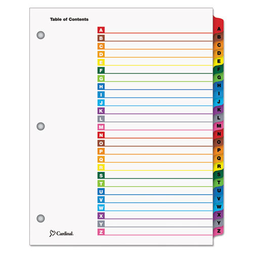 OneStep Printable Table of Contents and Dividers, 26-Tab, A to Z, 11 x 8.5, White, Assorted Tabs, 1 Set-(CRD60218)