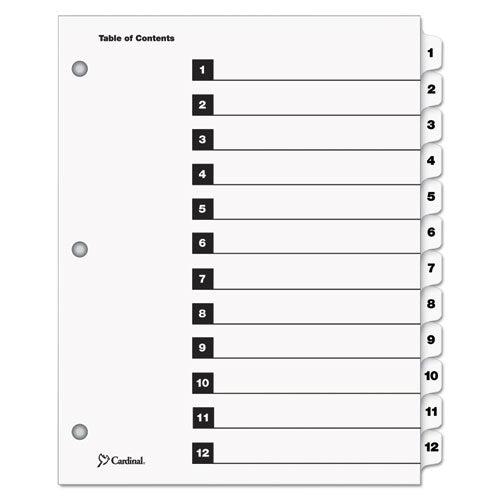 OneStep Printable Table of Contents and Dividers, 12-Tab, 1 to 12, 11 x 8.5, White, White Tabs, 1 Set-(CRD61213)