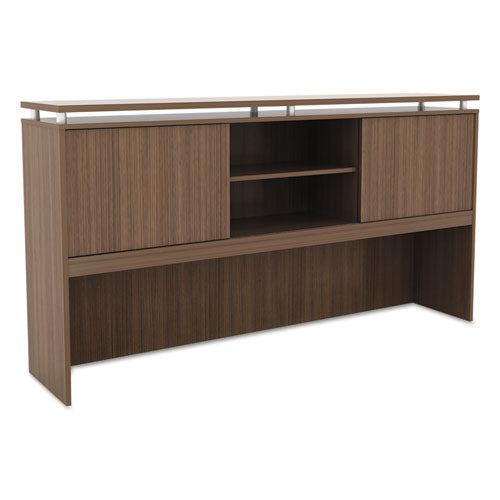 Alera Sedina Series Hutch with Sliding Doors, 72w x 15d x 42.5h, Modern Walnut-(ALESE267215WA)