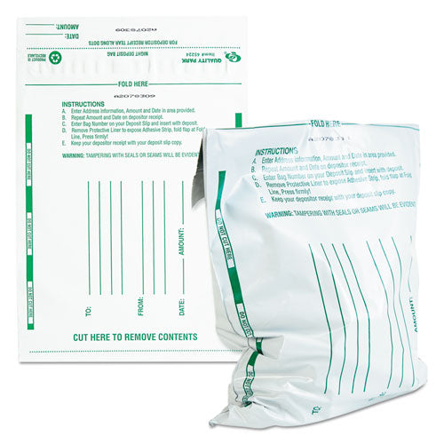 Poly Night Deposit Bags with Tear-Off Receipt, 10 x 13, White, 100/Pack-(QUA45228)