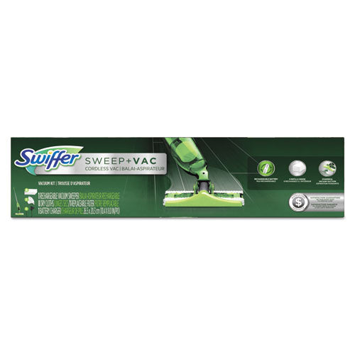 Sweep + Vac Starter Kit with 8 Dry Cloths, 10" Cleaning Path, Green/Silver, 2 Kits/Carton-(PGC92705CT)
