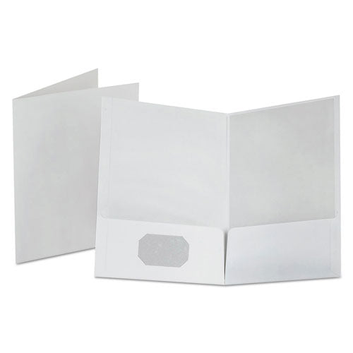 Linen Finish Twin Pocket Folders, 100-Sheet Capacity, 11 x 8.5, White, 25/Box-(OXF53404)