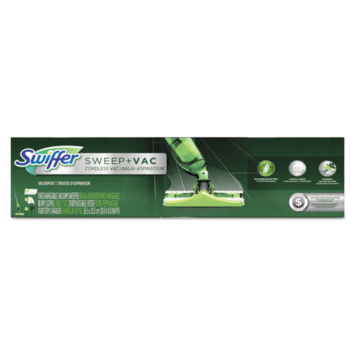 Sweep + Vac Starter Kit with 8 Dry Cloths, 10" Cleaning Path, Green/Silver-(PGC92705KT)