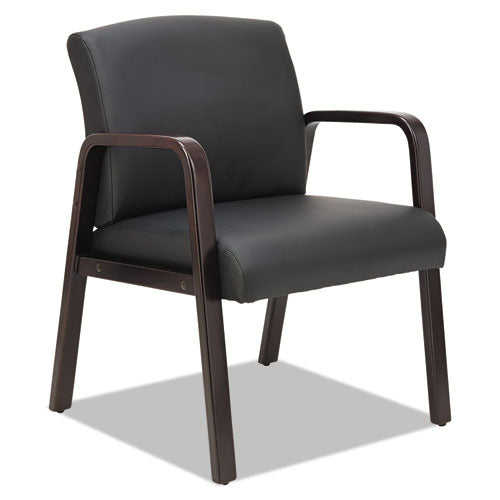 Alera Reception Lounge WL Series Guest Chair, 24.21" x 24.8" x 32.67", Black Seat, Black Back, Espresso Base-(ALERL4319E)