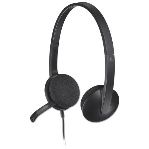 H340 Binaural Over The Head Corded Headset, Black-(LOG981000507)