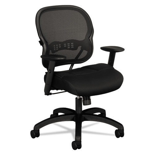 Wave Mesh Mid-Back Task Chair, Supports Up to 250 lb, 18" to 22.25" Seat Height, Black-(BSXVL712MM10)