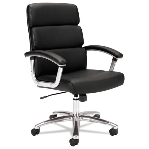 Traction High-Back Executive Chair, Supports 250 lb, 17.75" to 21.8" Seat Height, Black Seat/Back, Polished Aluminum Base-(BSXVL103SB11)