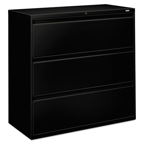 Brigade 800 Series Lateral File, 3 Legal/Letter-Size File Drawers, Black, 42" x 18" x 39.13"-(HON893LP)