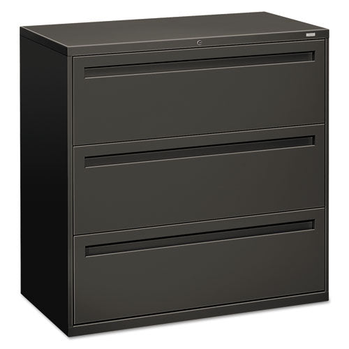 Brigade 700 Series Lateral File, 3 Legal/Letter-Size File Drawers, Charcoal, 42" x 18" x 39.13"-(HON793LS)