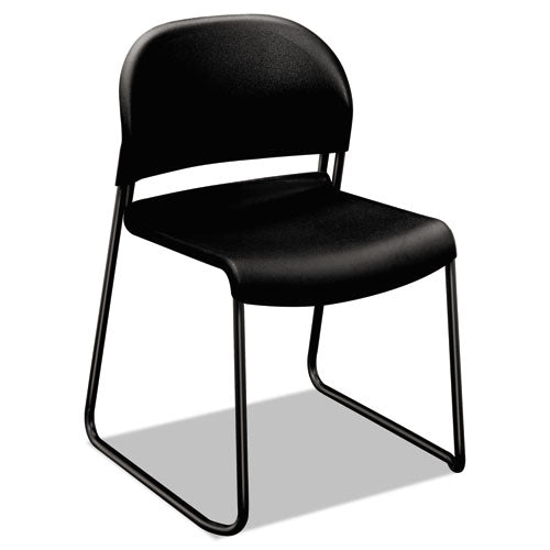 GuestStacker High Density Chairs, Supports Up to 300 lb, 17.5" Seat Height, Onyx Seat, Onyx Back, Black Base, 4/Carton-(HON4031ONT)