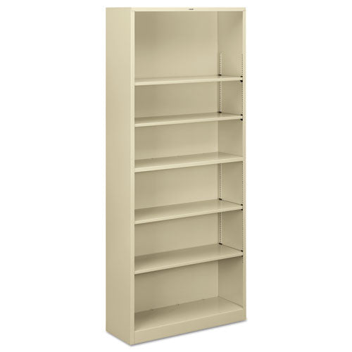 Metal Bookcase, Six-Shelf, 34.5w x 12.63d x 81.13h, Putty-(HONS82ABCL)