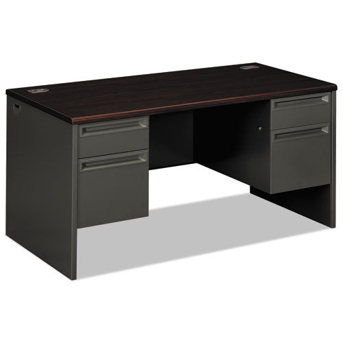 38000 Series Double Pedestal Desk, 60" x 30" x 29.5", Mahogany/Charcoal-(HON38155NS)