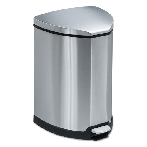 Step-On Receptacle, 4 gal, Stainless Steel, Chrome/Black-(SAF9685SS)