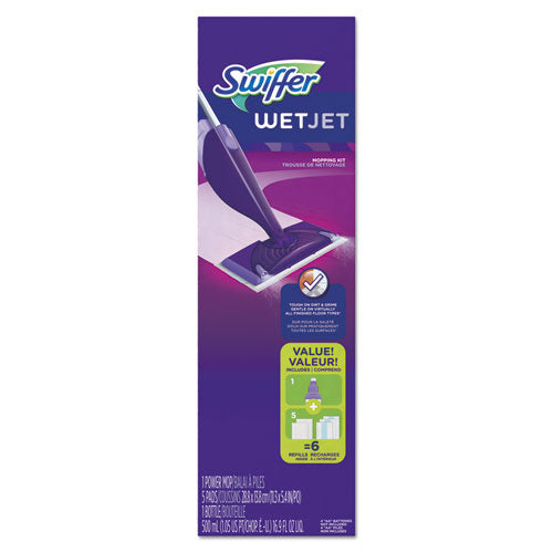 WetJet Mop, 11 x 5 White Cloth Head, 46" Purple/Silver Aluminum/Plastic Handle-(PGC92811KT)