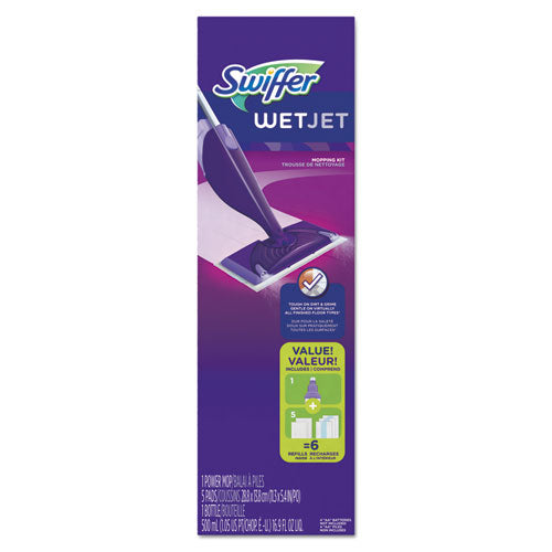 WetJet Mop, 11 x 5 White Cloth Head, 46" Purple/Silver Aluminum/Plastic Handle, 2/Carton-(PGC92811CT)