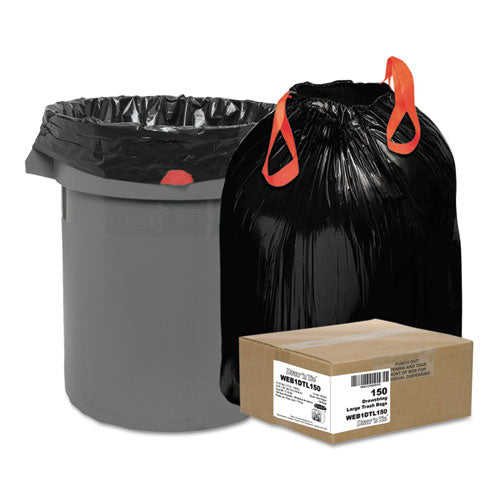 Heavy-Duty Trash Bags, 33 gal, 1.2 mil, 33.5" x 38", Black, 25 Bags/Roll, 6 Rolls/Box-(WBI1DTL150)