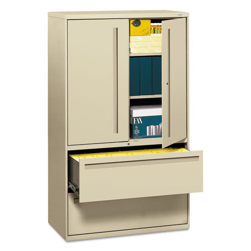 Brigade 700 Series Lateral File, Three-Shelf Enclosed Storage, 2 Legal/Letter-Size File Drawers, Putty, 42" x 18" x 64.25"-(HON795LSL)
