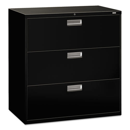 Brigade 600 Series Lateral File, 3 Legal/Letter-Size File Drawers, Black, 42" x 18" x 39.13"-(HON693LP)