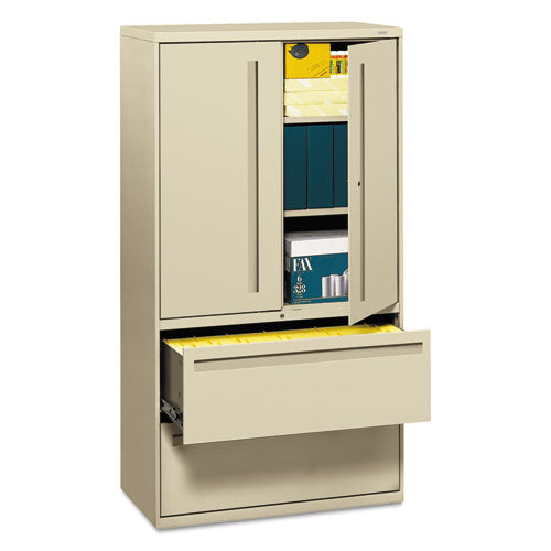 Brigade 700 Series Lateral File, Three-Shelf Enclosed Storage, 2 Legal/Letter-Size File Drawers, Putty, 36" x 18" x 64.25"-(HON785LSL)