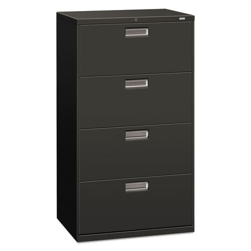 Brigade 600 Series Lateral File, 4 Legal/Letter-Size File Drawers, Charcoal, 30" x 18" x 52.5"-(HON674LS)