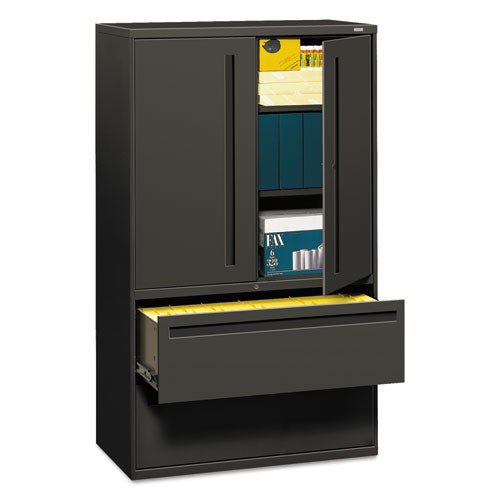 Brigade 700 Series Lateral File, Three-Shelf Enclosed Storage, 2 Legal/Letter-Size File Drawers, Charcoal, 42" x 18" x 64.25"-(HON795LSS)