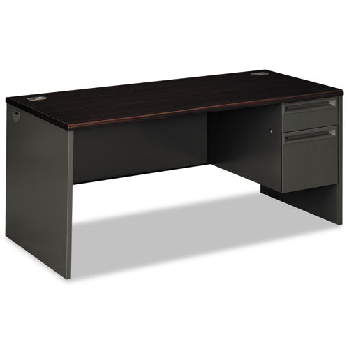 38000 Series Right Pedestal Desk, 66" x 30" x 29.5", Mahogany/Charcoal-(HON38291RNS)