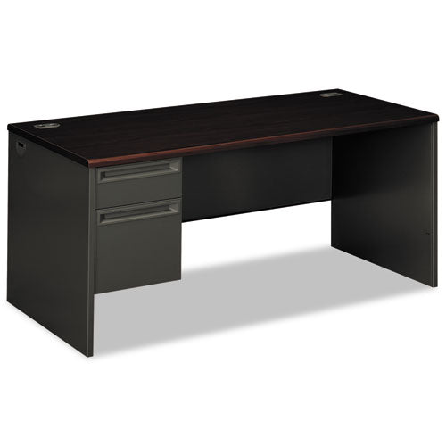 38000 Series Left Pedestal Desk, 66" x 30" x 29.5", Mahogany/Charcoal-(HON38292LNS)