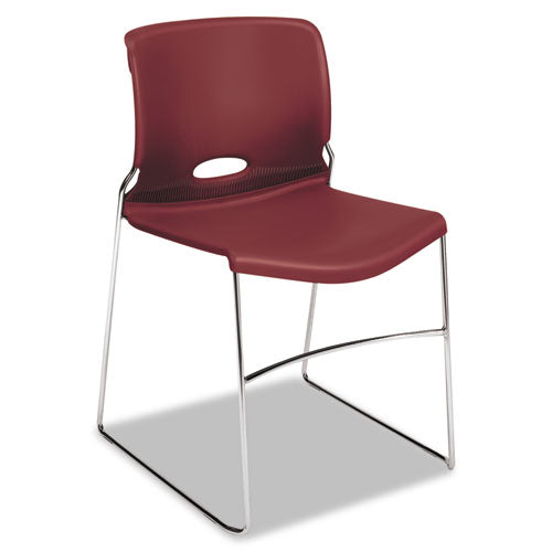 Olson Stacker High Density Chair, Supports 300 lb, 17.75" Seat Height, Mulberry Seat, Mulberry Back, Chrome Base, 4/Carton-(HON4041MB)