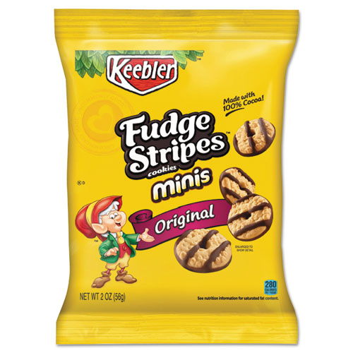 Mini Cookies, Fudge Stripes, 2 oz Snack Pack, 8/Box-(KEB21771)