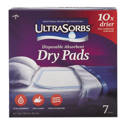 Ultrasorbs Disposable Dry Pads, 23" x 35", Blue, 7/Box-(MIIDRY2336RET7)