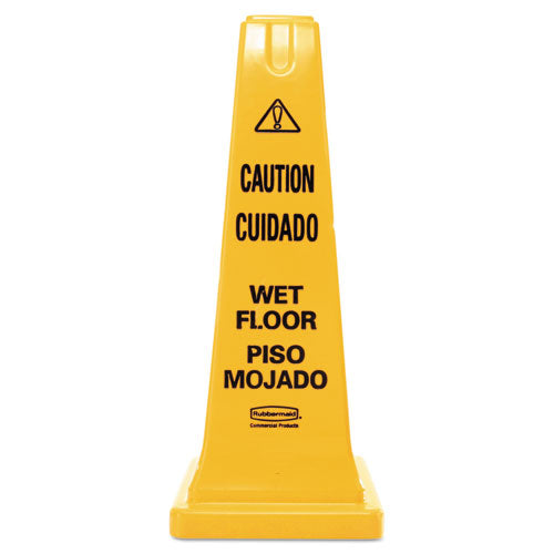 Multilingual Wet Floor Safety Cone, 10.55 x 10.5 x 25.63, Yellow-(RCP627777)