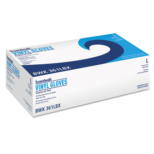 Exam Vinyl Gloves, Powder/Latex-Free, 3 3/5 mil, Clear, Large, 100/Box-(BWK361LBX)