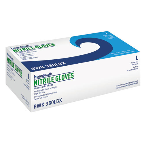 Disposable General-Purpose Nitrile Gloves, Large, Blue, 4 mil, 100/Box-(BWK380LBXA)