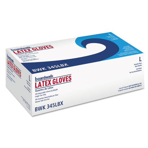 General-Purpose Latex Gloves, Powder-Free, 4.4 mil, Large, Natural, 100/Box-(BWK345LBX)